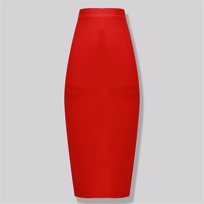 Sexy Bandage Midi Rok met Ritssluiting en Split
