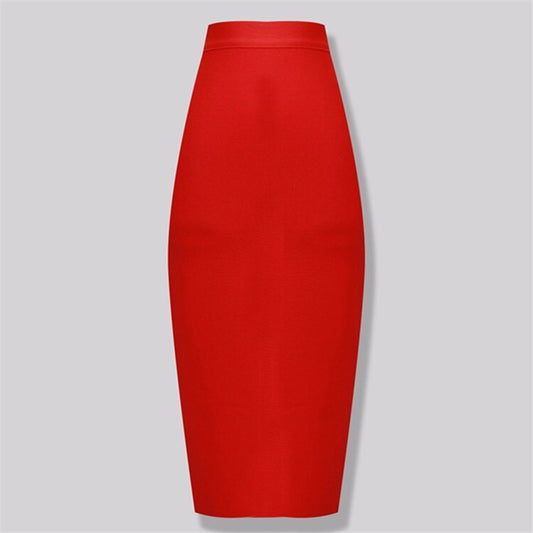 Sexy Bandage Midi Rok met Ritssluiting en Split