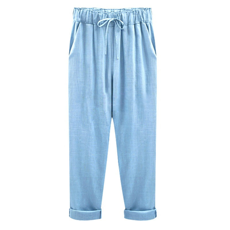 Autumn new pants women's cotton and linen cropped pants