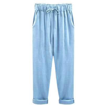 Autumn new pants women's cotton and linen cropped pants