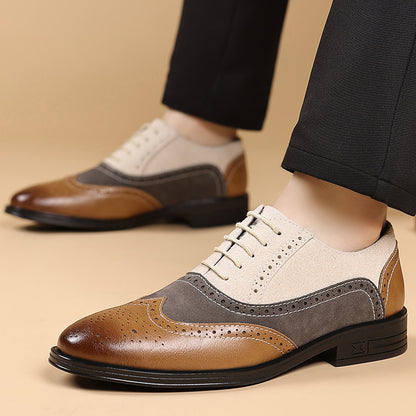 Ademende PU-leren herenschoenen met kleurblokken