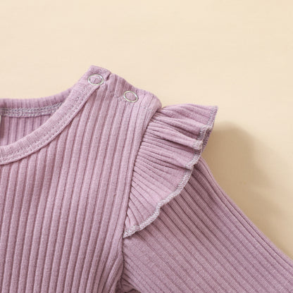 Romper Met Lange Mouwen Ruches Hoofdband En Broekje Voor Baby Meisjes