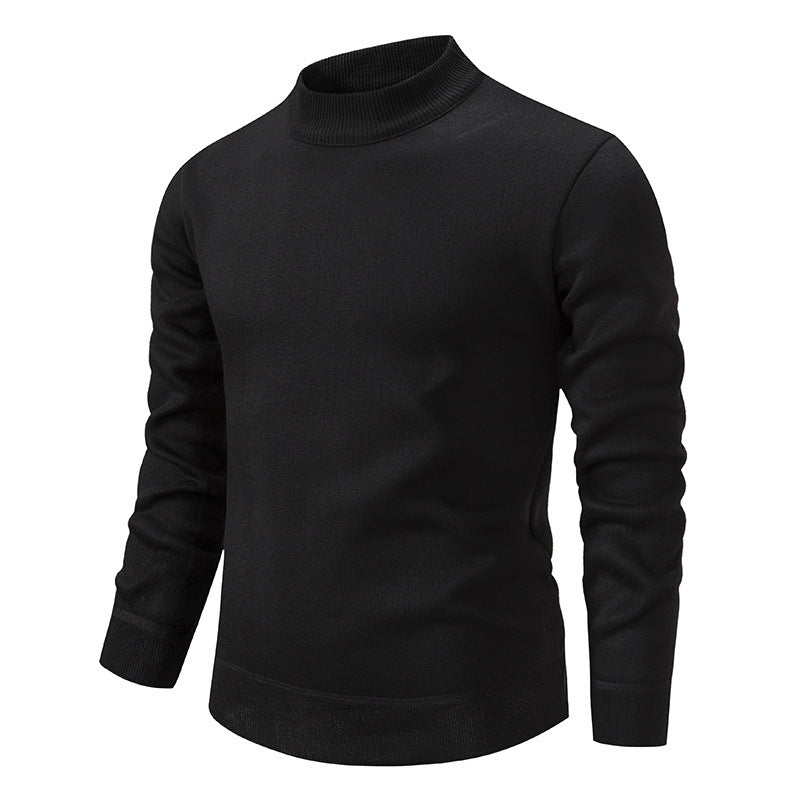 Men's Thickened Fleece-Lined Crew Neck Knit Sweater Autumn Winter