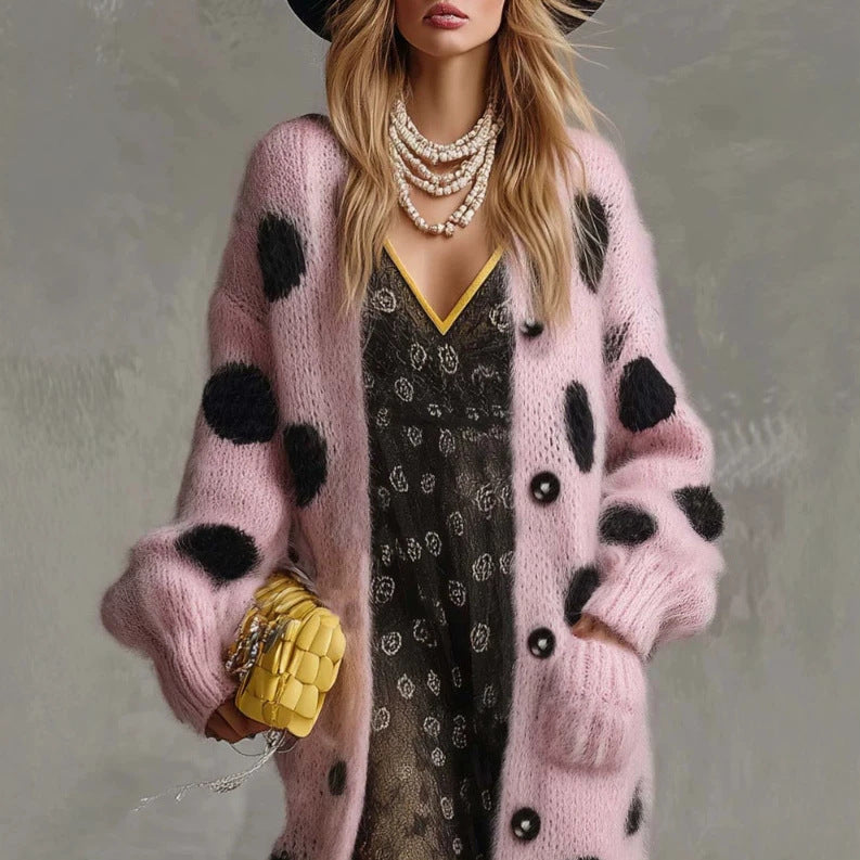 Women's long-sleeved knitted cardigan coat