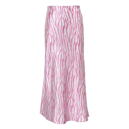 Summer high-end French printed midi skirt for women, mid to long, fashionable fishtail A-line skirt