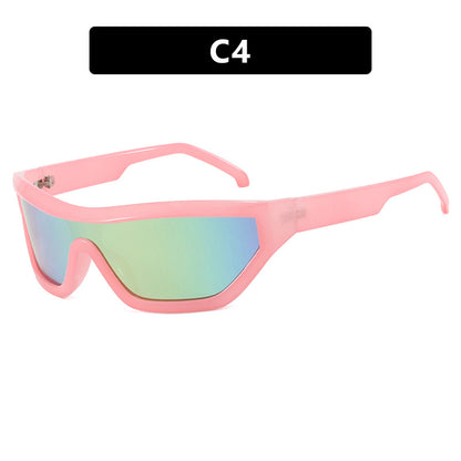 Conjoined Y2K Sunglasses Hip Hop Hot Girl Sunglasses Bounce Di Sunglasses Personalized Outdoor Street Shooting Sunglasses Narrow Frame