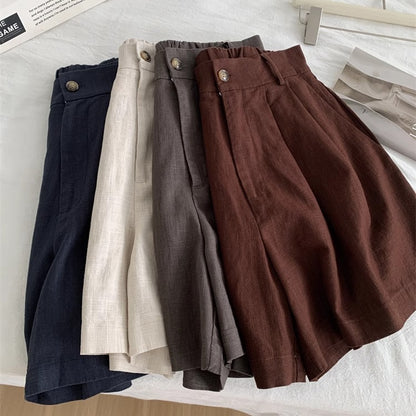 Women's Washed Vintage Linen Cotton Shorts