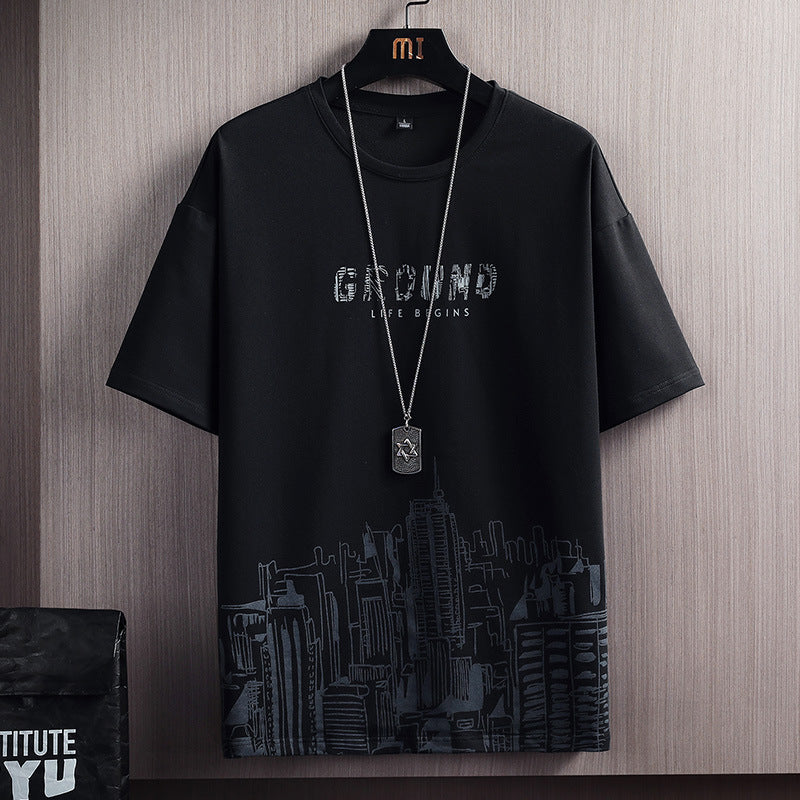 Men's Printed T-Shirt and Shorts Set