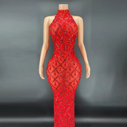 Rhinestone Silver Dress Plus Size