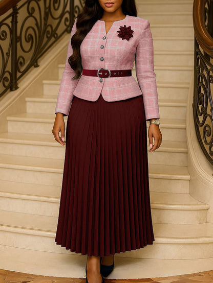 Elegant Women's Jacket and Skirt Suit Set