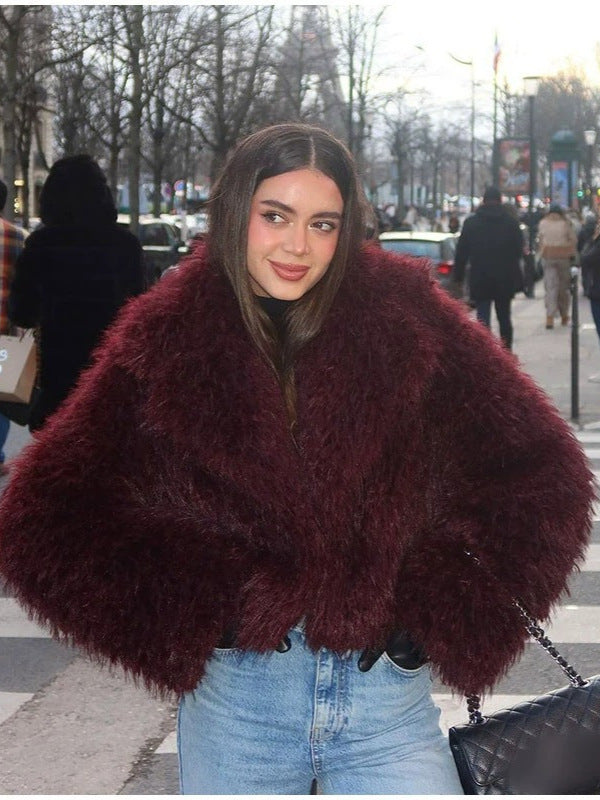 Women's short teddy fur coat
