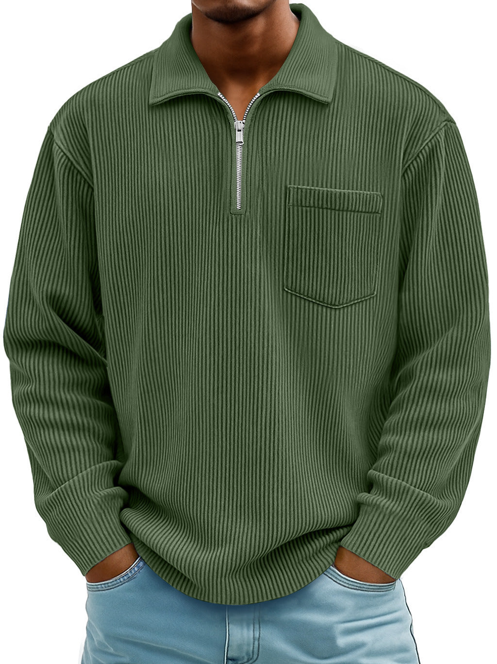 Zipper long sleeved pullover top
