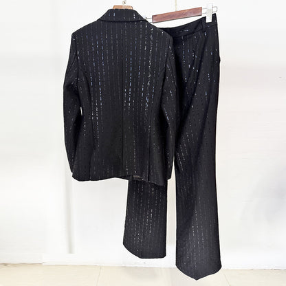 Bead sequin suit jacket long pants set two-piece set