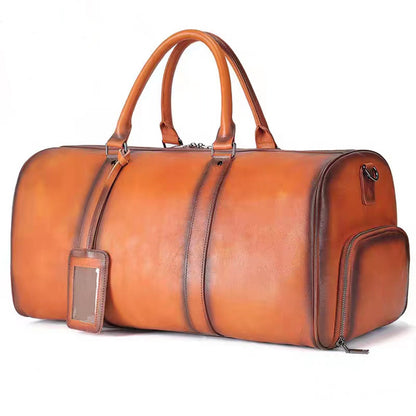 Men's Leather Travel Bag Large Capacity Cowhide Duffle Bag