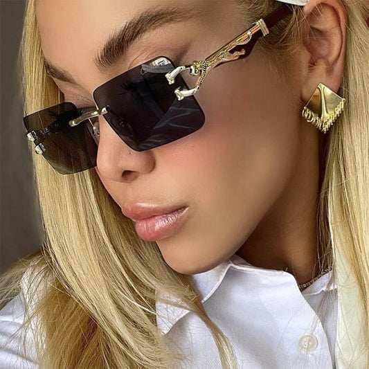 Houten frameloze vierkante panter UV-bestendige zonnebril van hoge kwaliteit