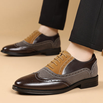 Ademende PU-leren herenschoenen met kleurblokken