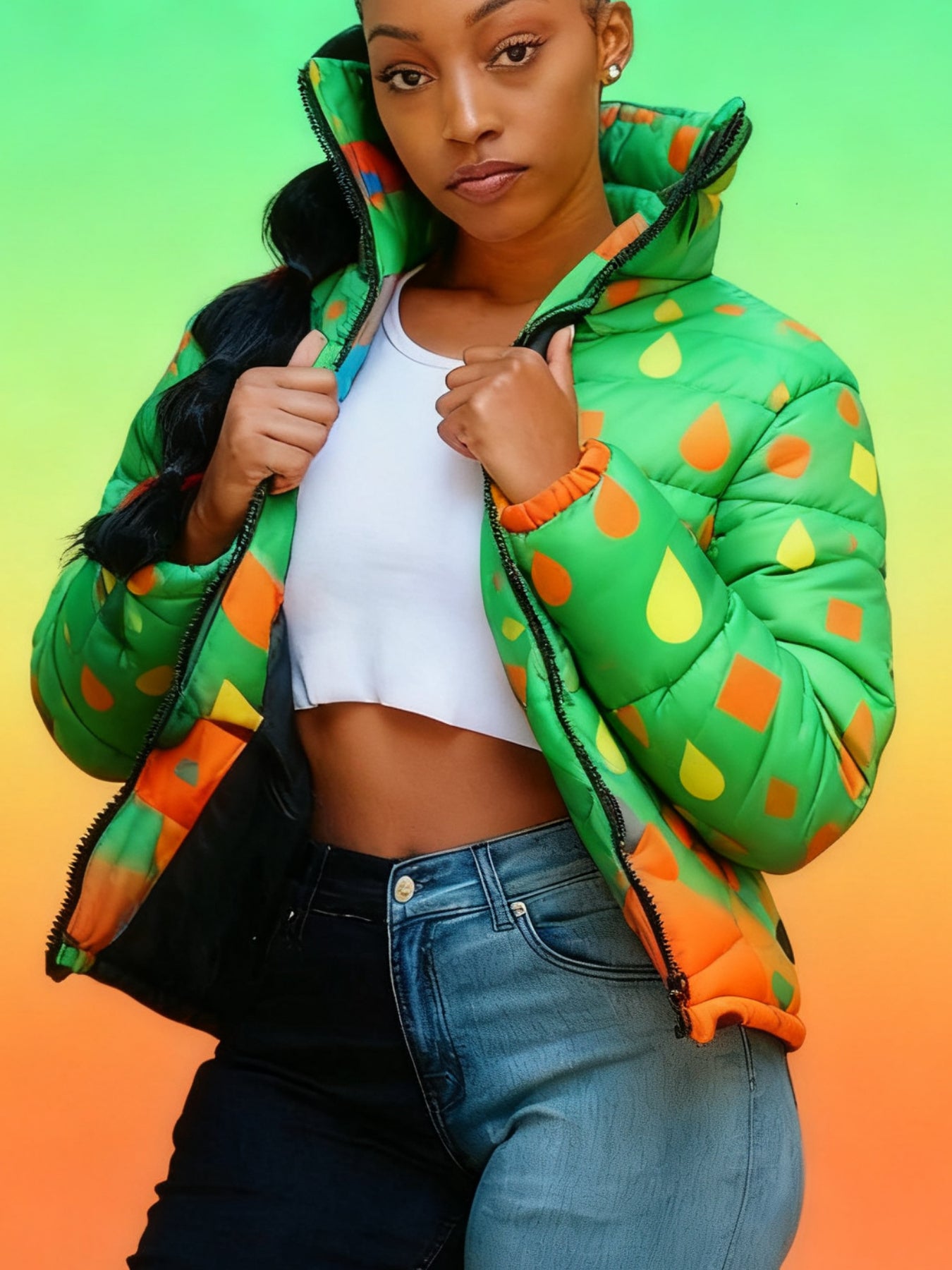 Kleurrijke Korte Pufferjas