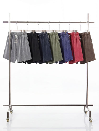 Men's Vintage Washed Cotton Shorts Set