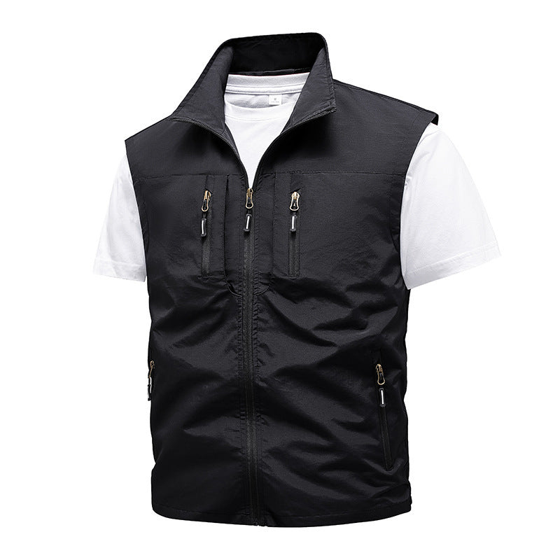 Multi-pocket geborduurd vest