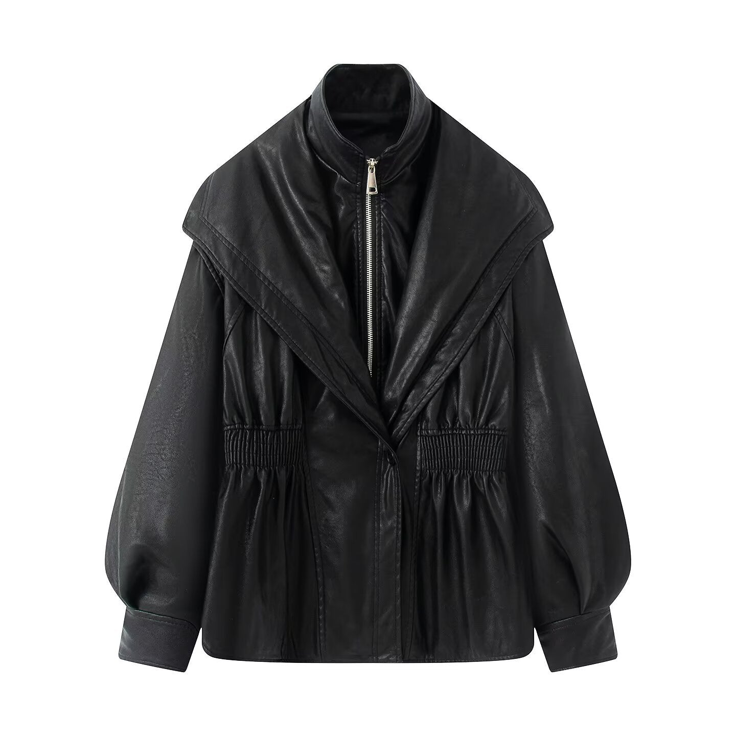 Fake leather jacket with two pieces of imitation leather