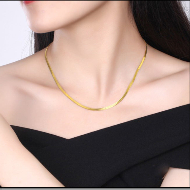 Sterling Silver Flat Snake Clavicle Chain Necklace