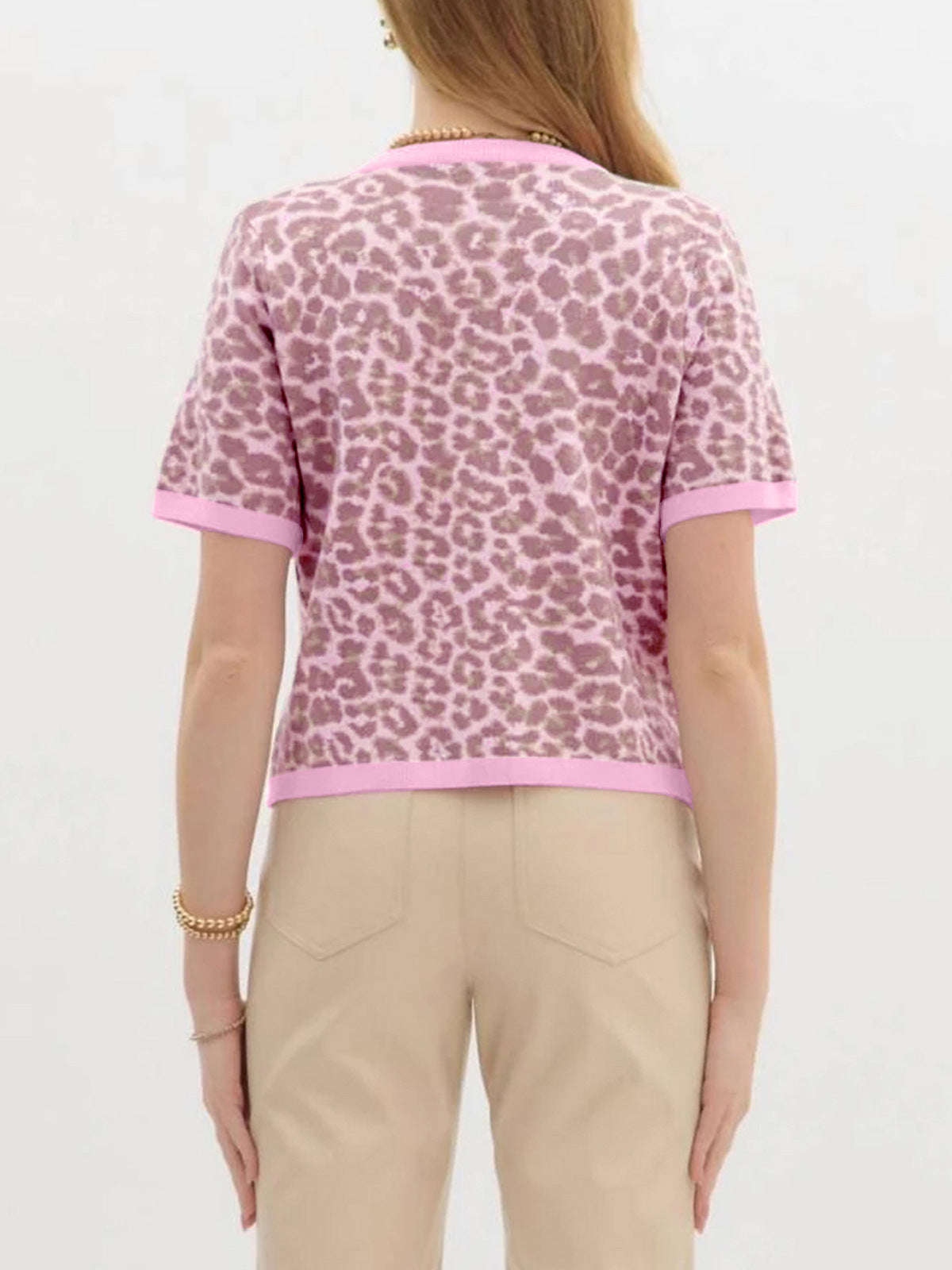 Women Knitted Cardigan Leopard Print