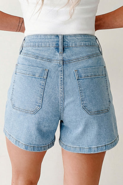 Myosotis High Rise Patch Pocket Denim Shorts