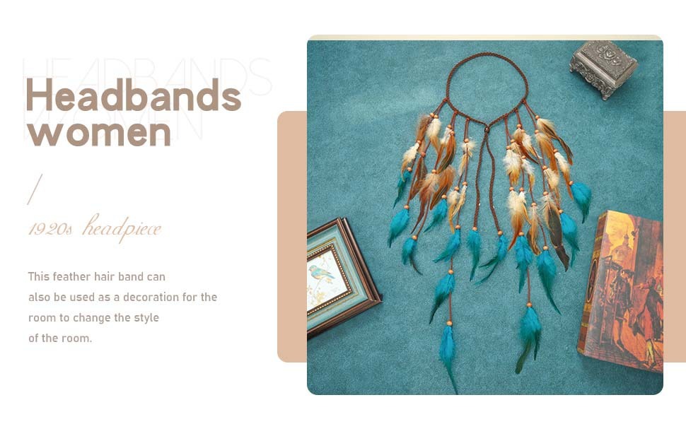 Boheemse lange tweekleurige veren haarband