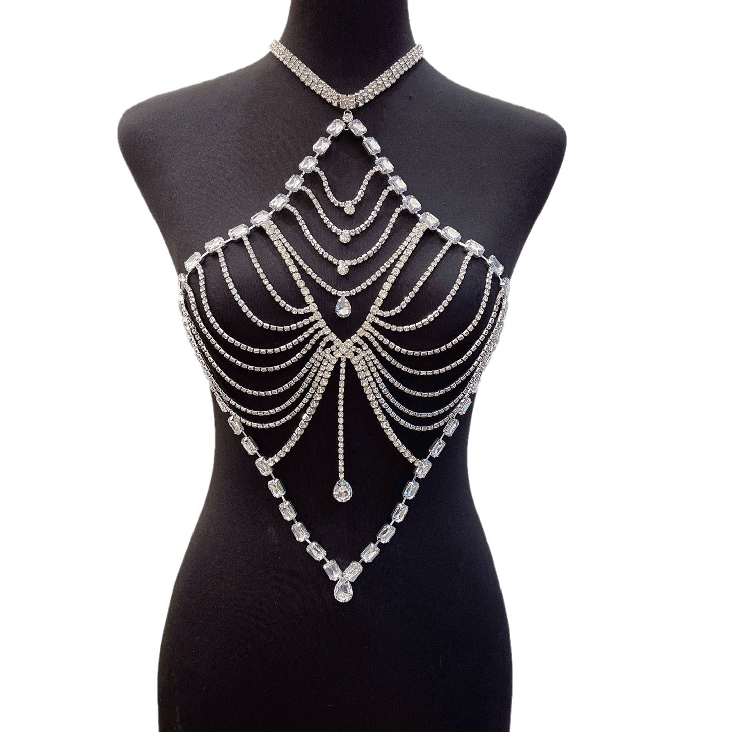 Bikini necklace with rhinestone accessories for women