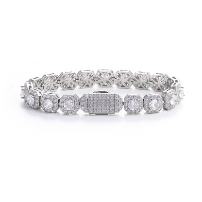 Full Diamond Square Cuban Chain Bracelet for Men