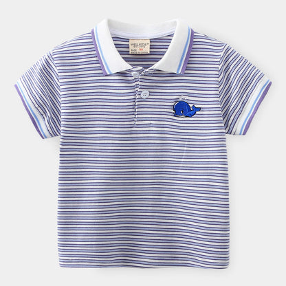 Jongens Cartoon Korte Mouw Gestreept Poloshirt