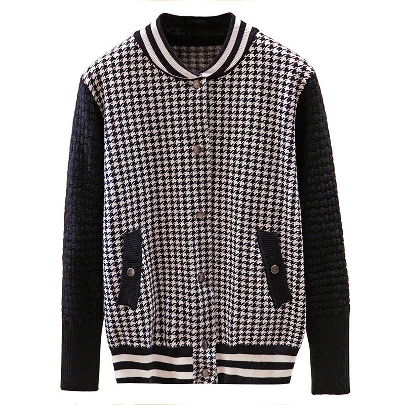 Gebreide geruiten dames vest