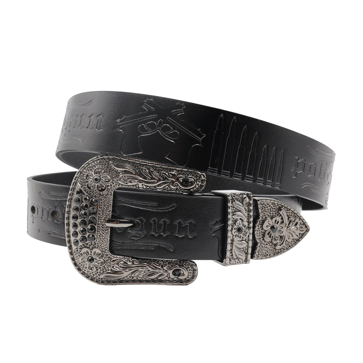 Rhinestone Western Style Cowhide Leather Belt