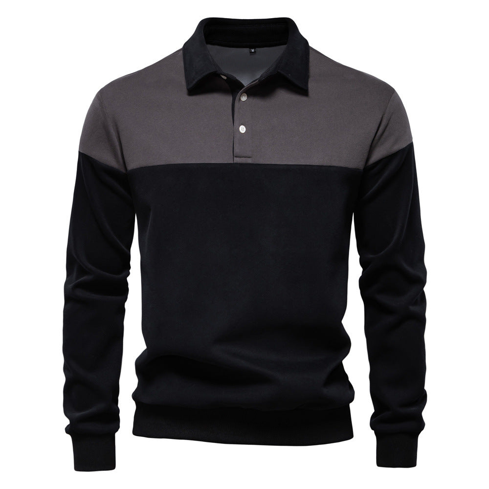 Mens Long Sleeve Polo Collar Sweater