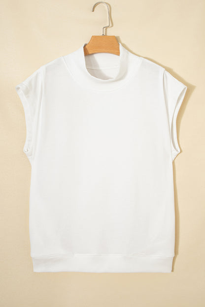 Effen top met hoge hals en korte mouwen osvallend model