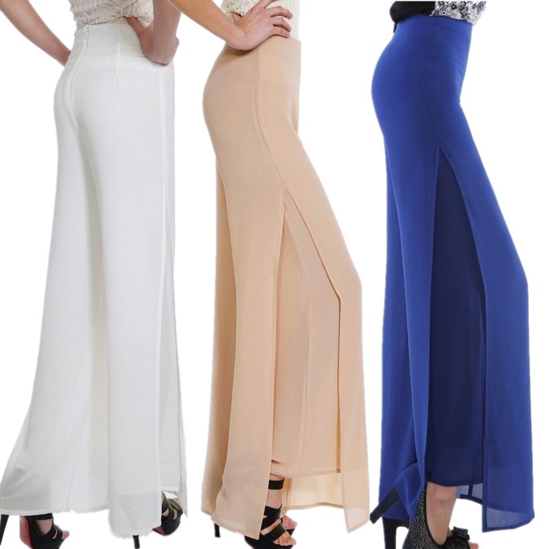 2025 spring and summer new chiffon pantskirt mesh loose harem straight casual pants plus size women's wide leg pants 1309
