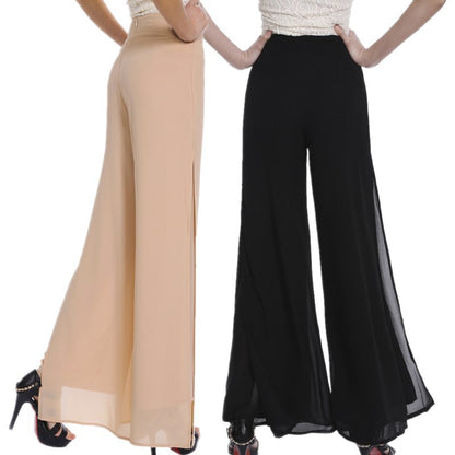 2025 spring and summer new chiffon pantskirt mesh loose harem straight casual pants plus size women's wide leg pants 1309