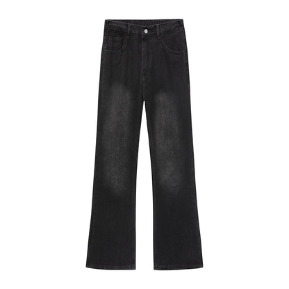 Black and gray stretchy flared jeans for men