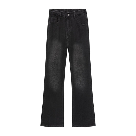Black and gray stretchy flared jeans for men