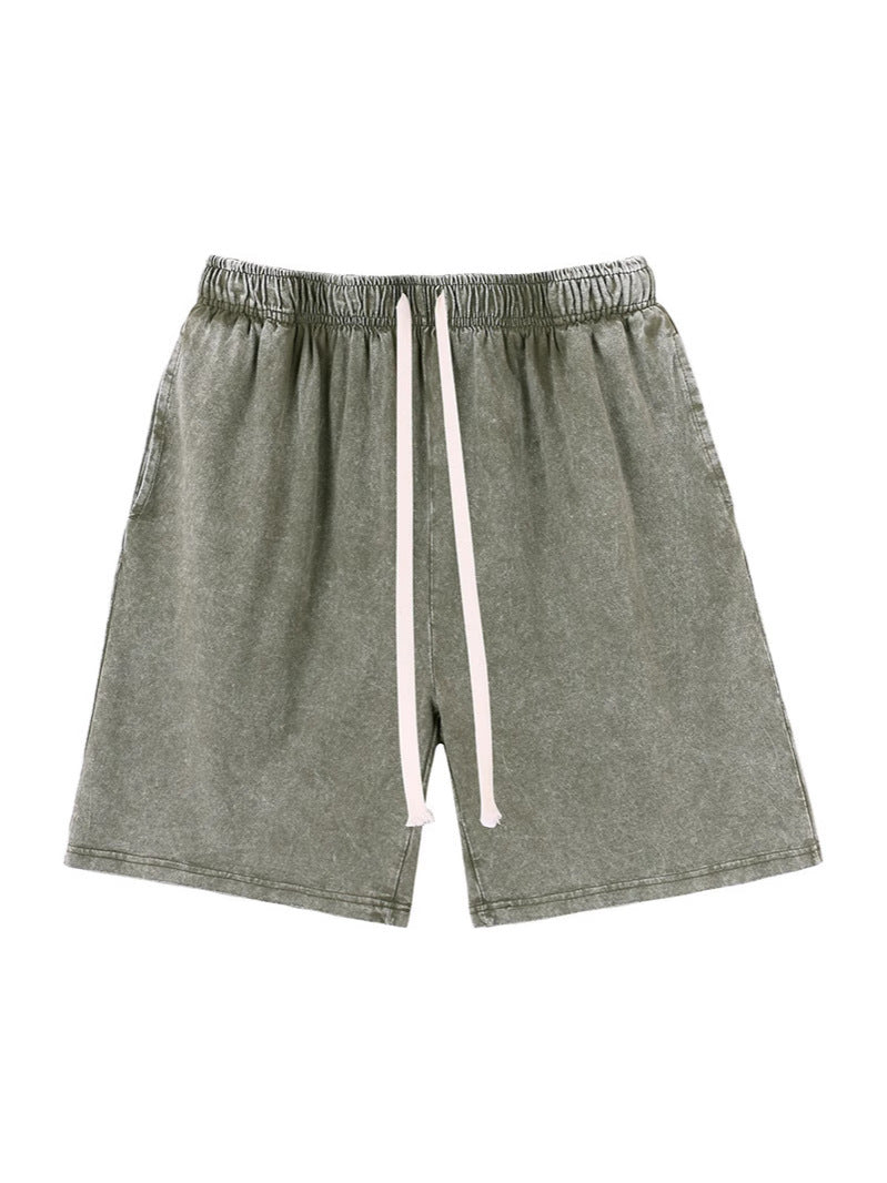 Mens Washed Cotton Wide Leg Shorts