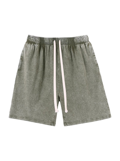 Mens Washed Cotton Wide Leg Shorts