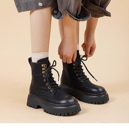 Retro British Style Thick-Sole Mid-Calf Women's Martin Boots