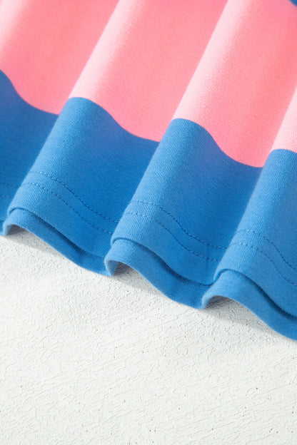 Oversized gestreepte T-shirt met kleurblokken en korte mouwen