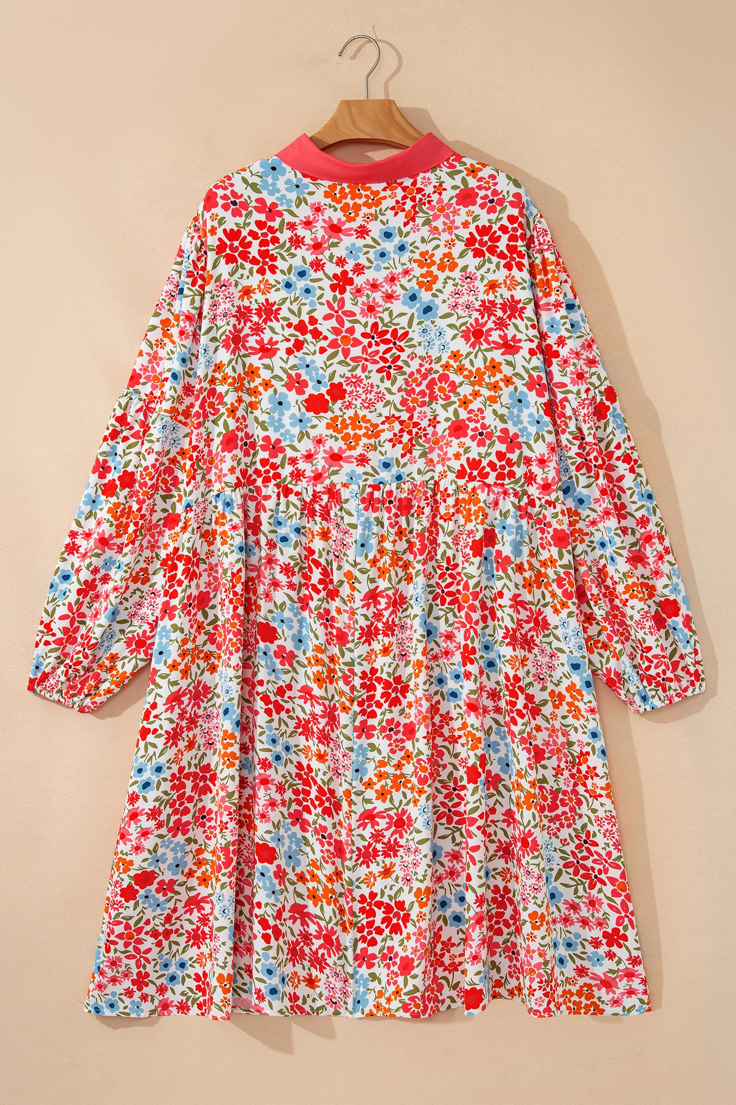 Plus size mini-jurk met knoopsluiting V-hals luipaard of bloemenprint losse pasvorm
