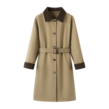 Women's color-blocked collar trench coat