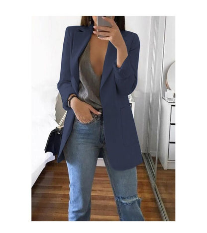 European and American fashion collar slim fit cardigan temperament suit jacket for women