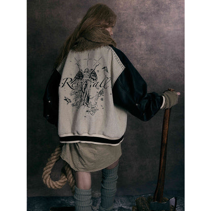 Printed leather jacket