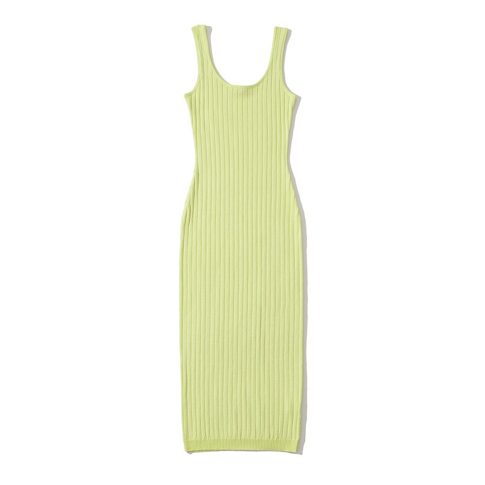 Zomerse casual geribde mouwloze midi-jurk