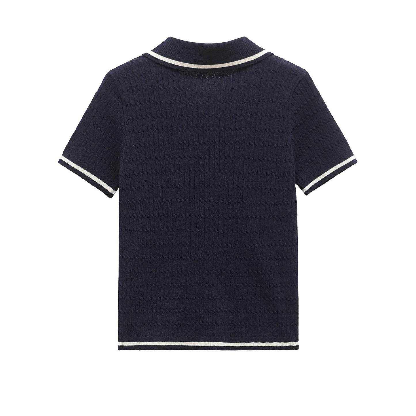 Dames poloshirt met contrast strepen korte mouwen en knopen