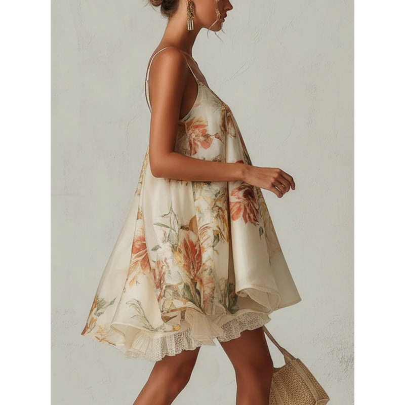 Onregelmatige feestjurk met bloemenprint voor dames